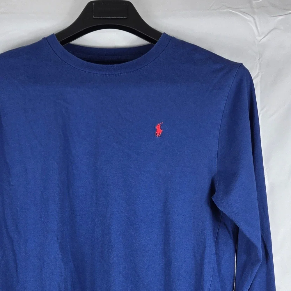 Polo Ralph Lauren Mens XL Blue Long Sleeve T-Shirt Red Pony Logo Cotton Tee